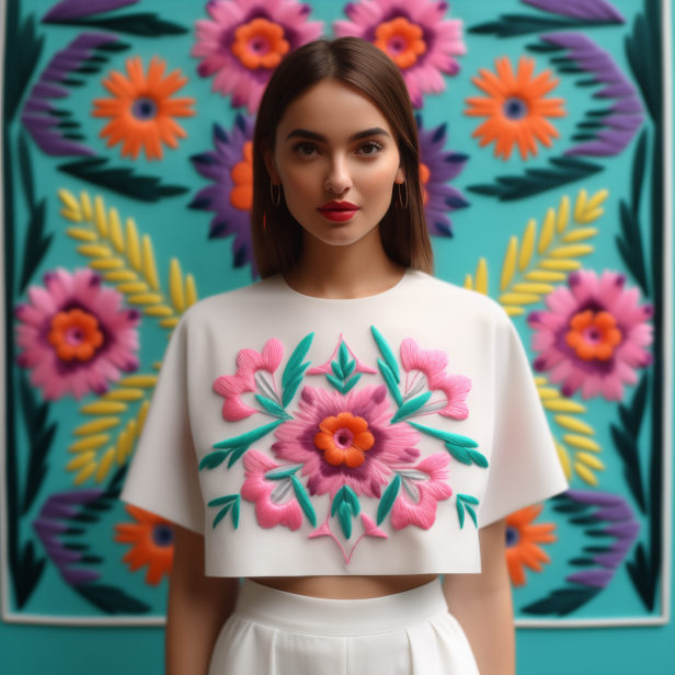 Floral Embroidered T-Shirt (SEVEN 05)
