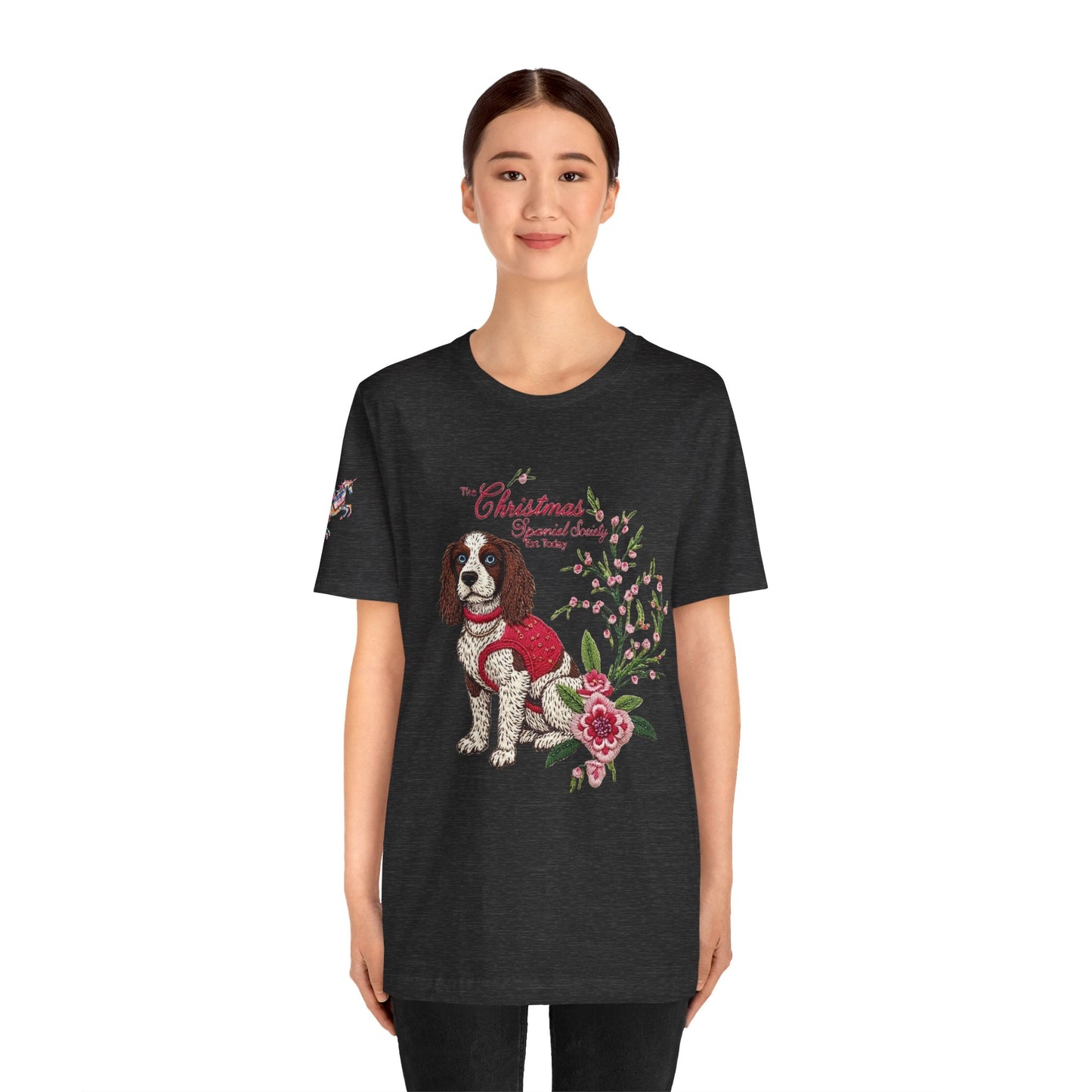 Christmas Springer Spaniel Dog Womens and Girls Tee - Festive Holiday Pet Graphic T-Shirt
