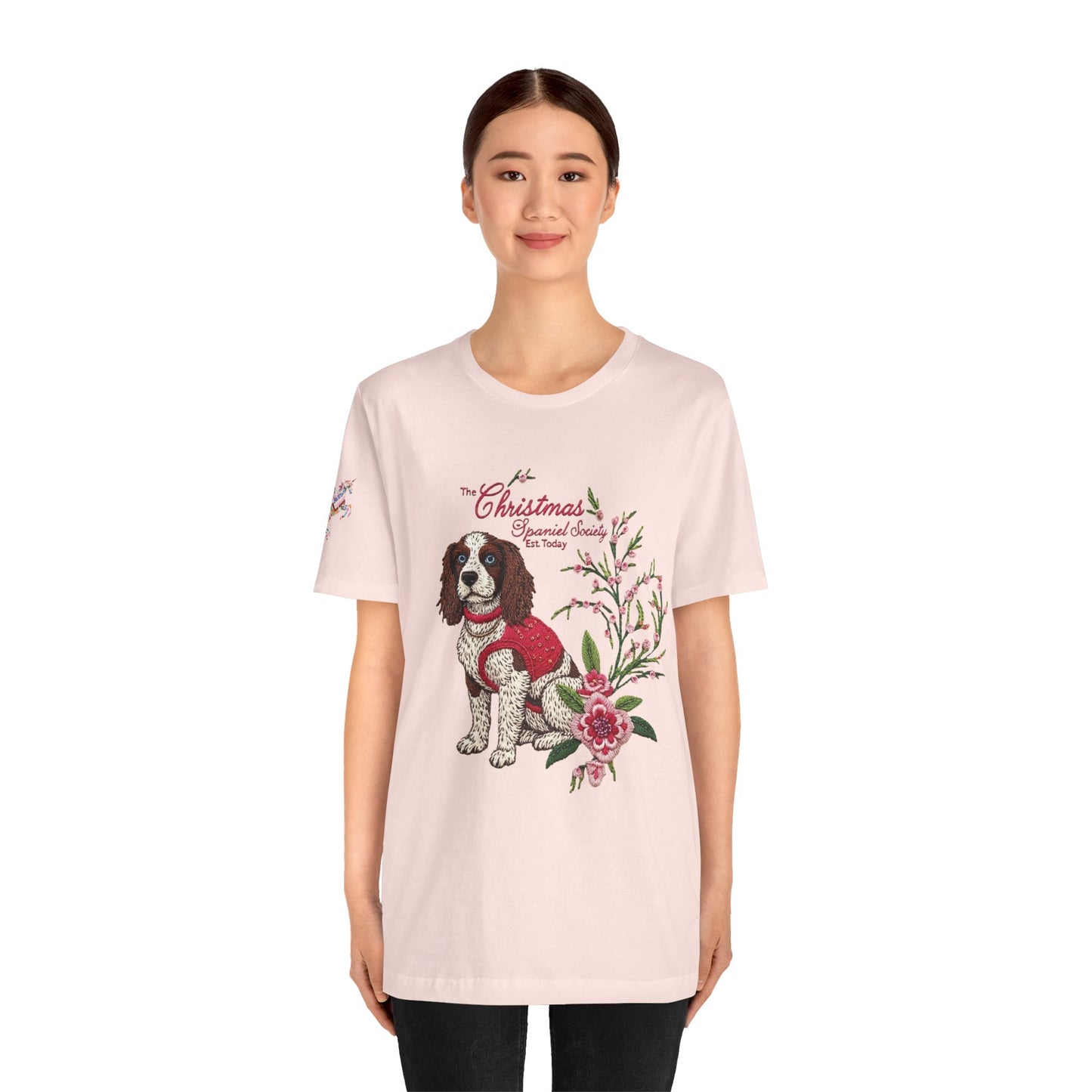 Christmas Springer Spaniel Dog Womens and Girls Tee - Festive Holiday Pet Graphic T-Shirt