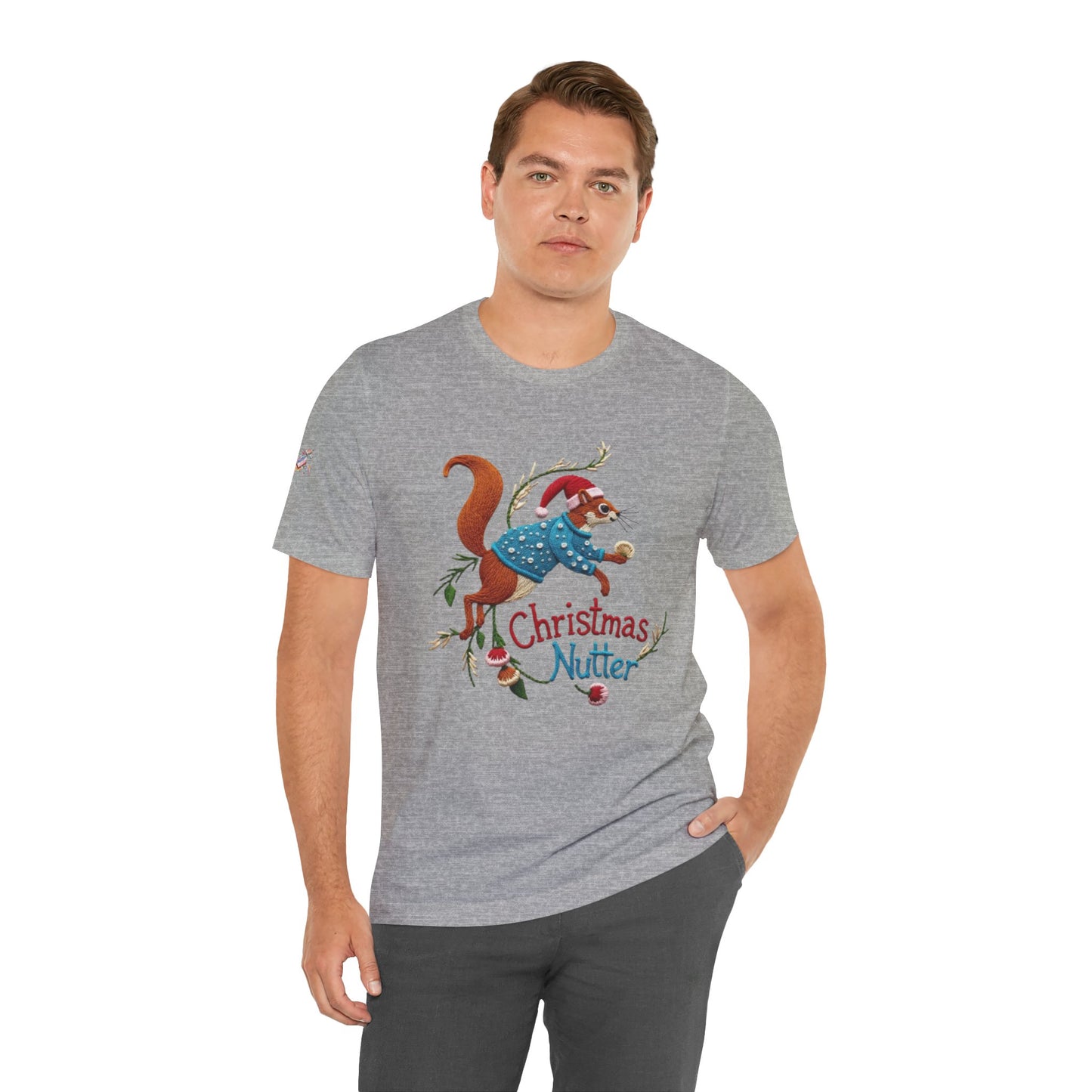 Christmas Nutter Mens and Boys Tee- Festive Squirrel Holiday T‑Shirt