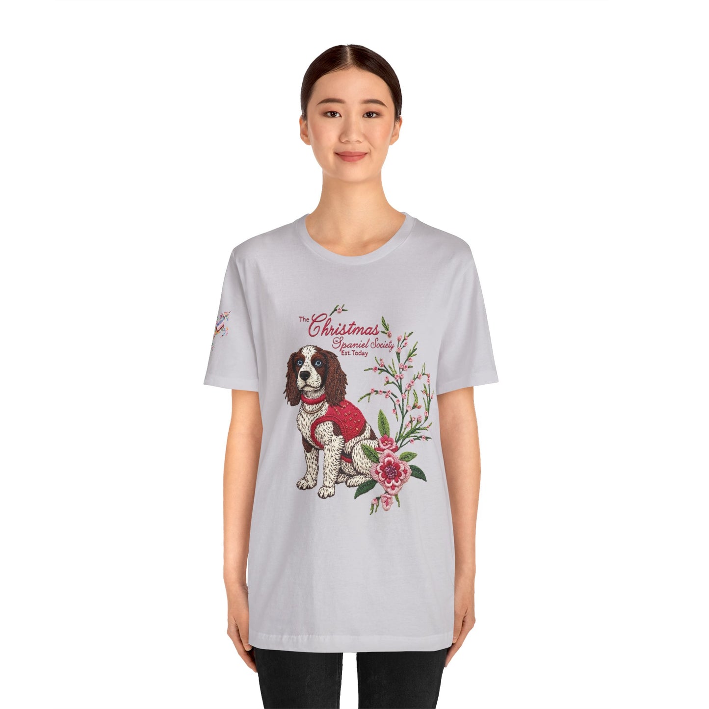 Christmas Springer Spaniel Dog Womens and Girls Tee - Festive Holiday Pet Graphic T-Shirt