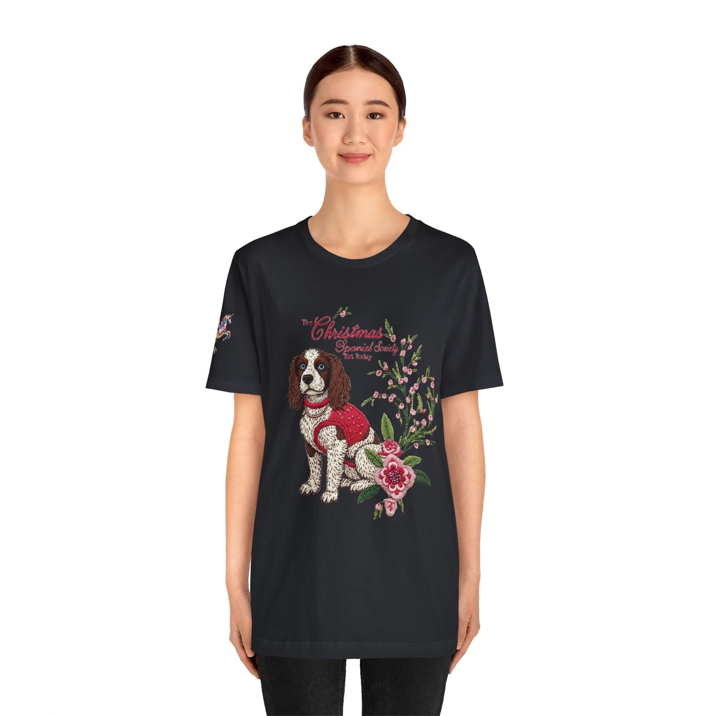 Christmas Springer Spaniel Dog Womens and Girls Tee - Festive Holiday Pet Graphic T-Shirt
