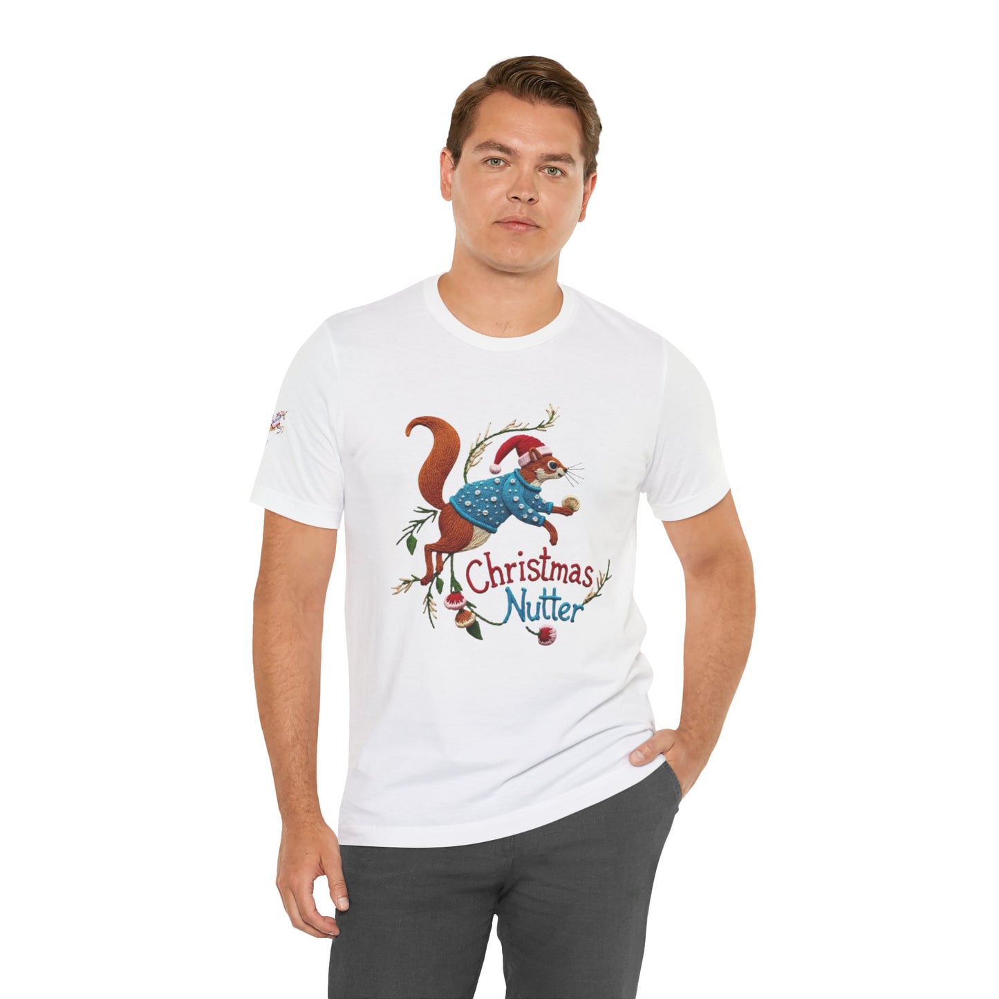 Christmas Nutter Mens and Boys Tee- Festive Squirrel Holiday T‑Shirt