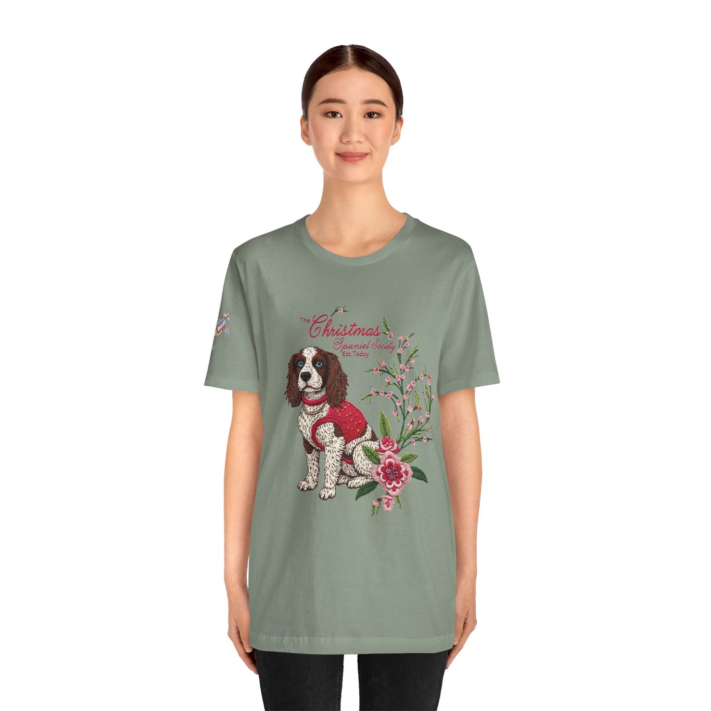 Christmas Springer Spaniel Dog Womens and Girls Tee - Festive Holiday Pet Graphic T-Shirt
