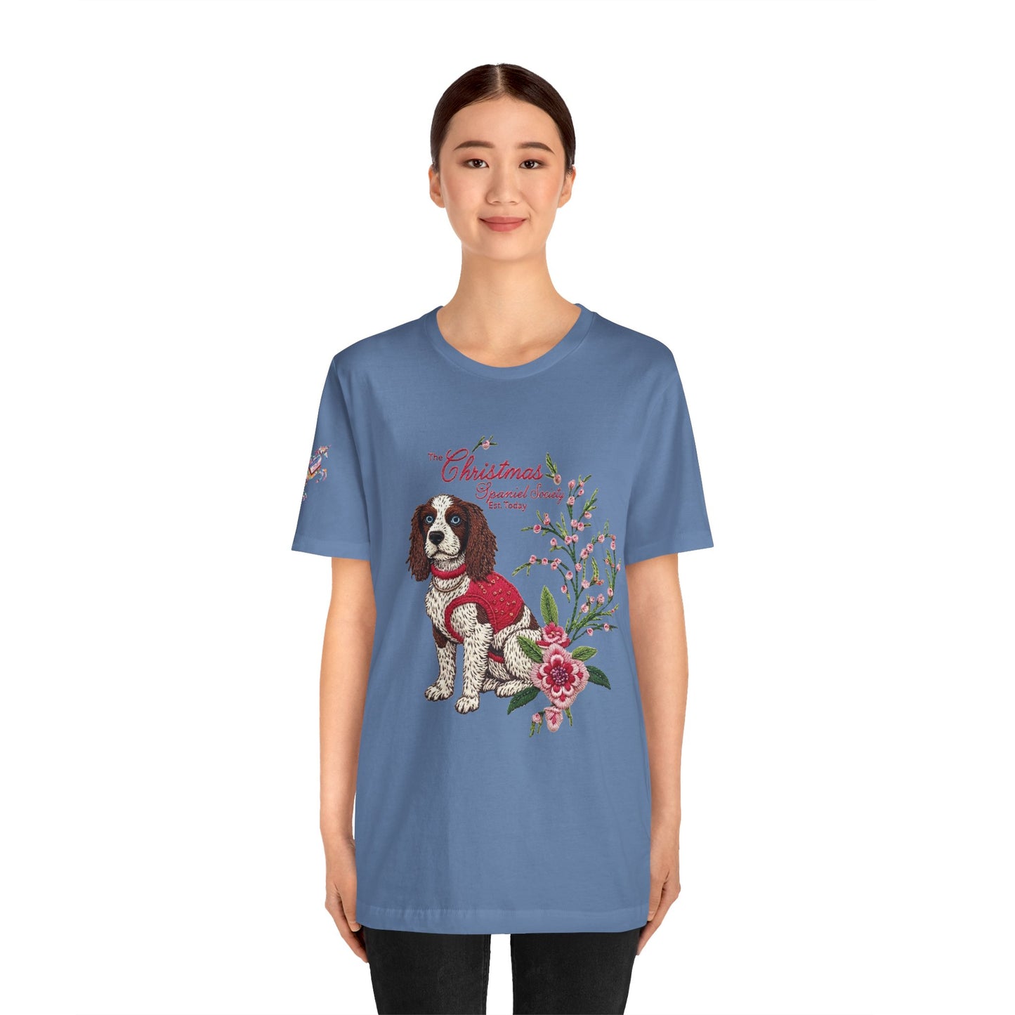 Christmas Springer Spaniel Dog Womens and Girls Tee - Festive Holiday Pet Graphic T-Shirt