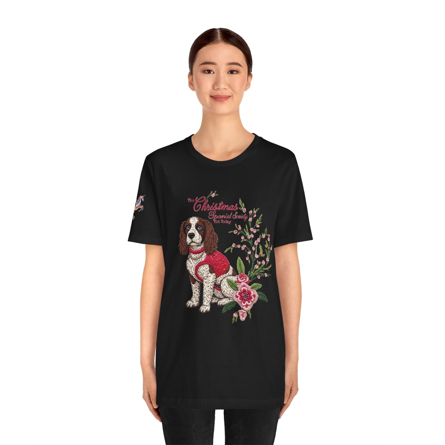 Christmas Springer Spaniel Dog Womens and Girls Tee - Festive Holiday Pet Graphic T-Shirt