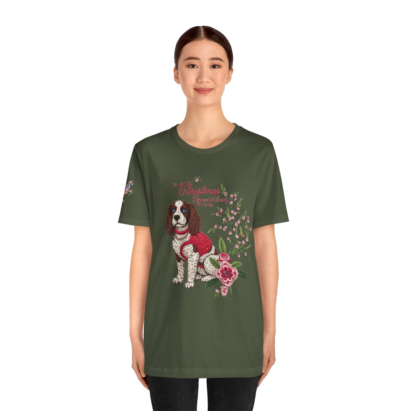 Christmas Springer Spaniel Dog Womens and Girls Tee - Festive Holiday Pet Graphic T-Shirt