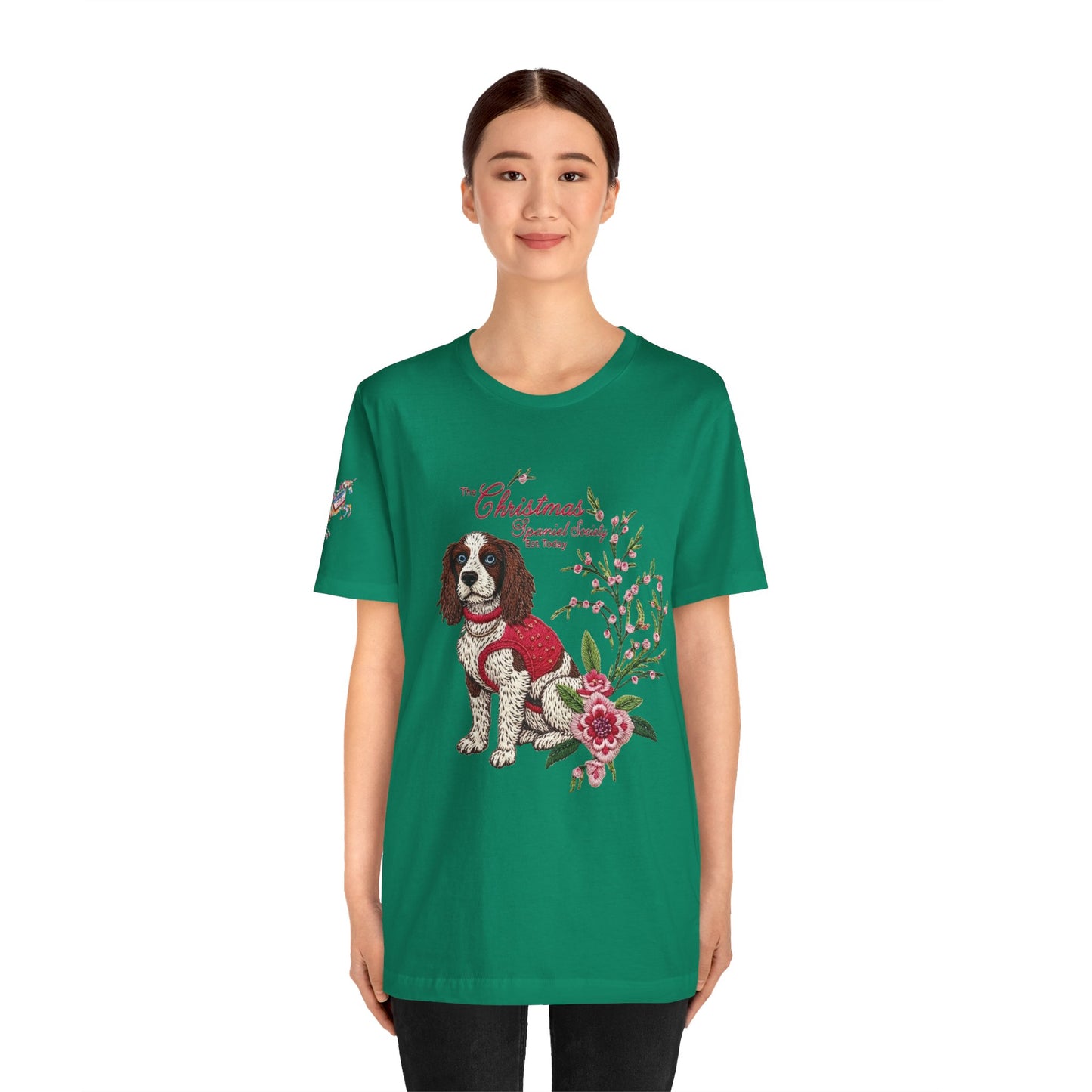 Christmas Springer Spaniel Dog Womens and Girls Tee - Festive Holiday Pet Graphic T-Shirt