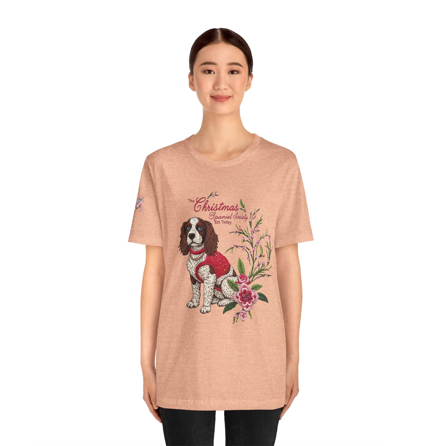 Christmas Springer Spaniel Dog Womens and Girls Tee - Festive Holiday Pet Graphic T-Shirt