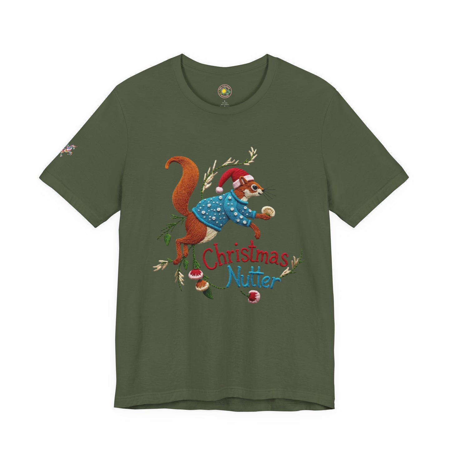 Christmas Nutter Mens and Boys Tee- Festive Squirrel Holiday T‑Shirt