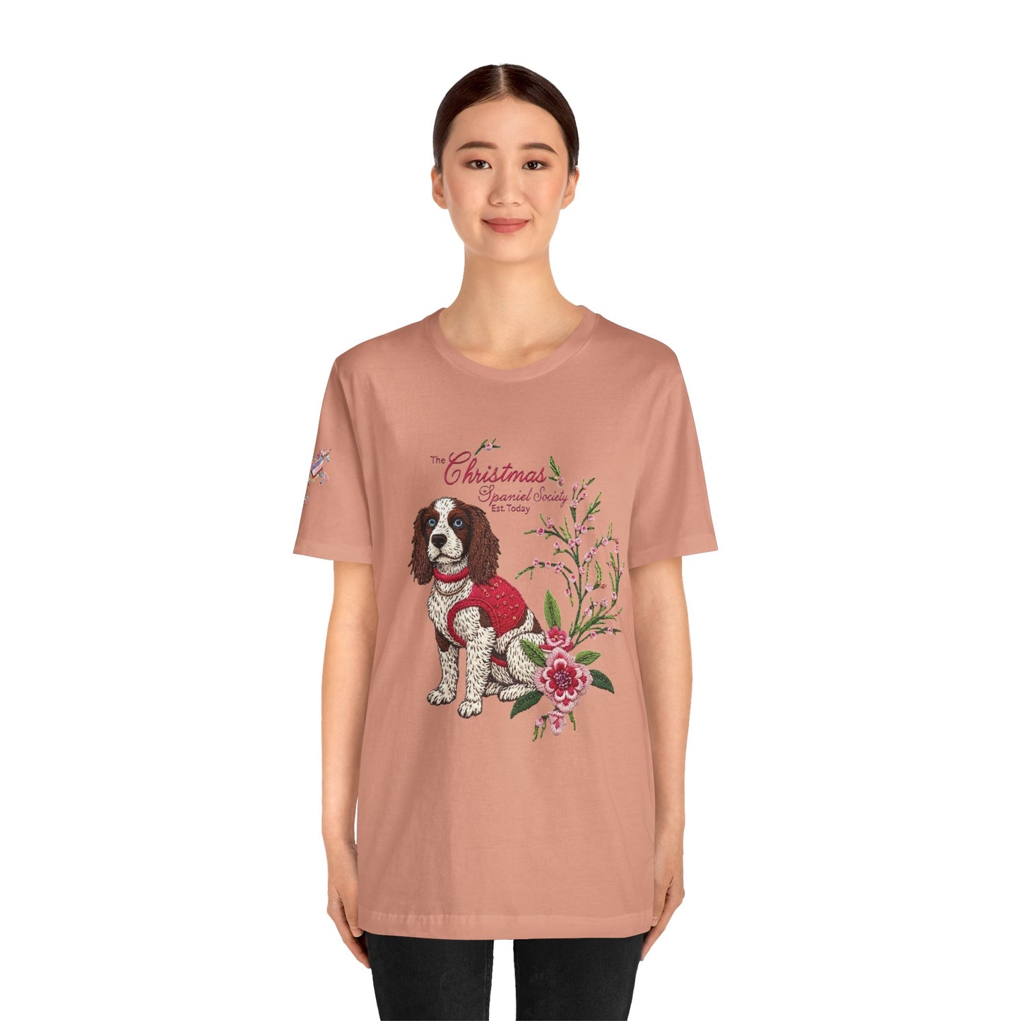 Christmas Springer Spaniel Dog Womens and Girls Tee - Festive Holiday Pet Graphic T-Shirt