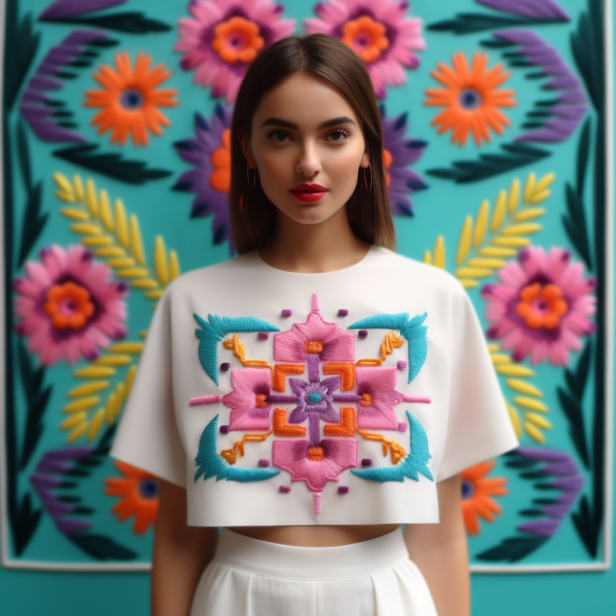 Floral Embroidered T-Shirt (SEVEN 04)